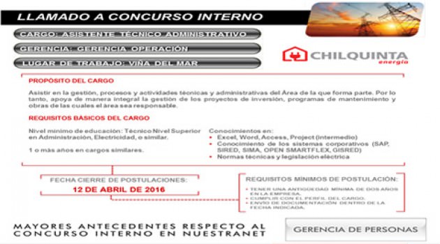 Concurso Interno: Asistente Técnico Administrativo