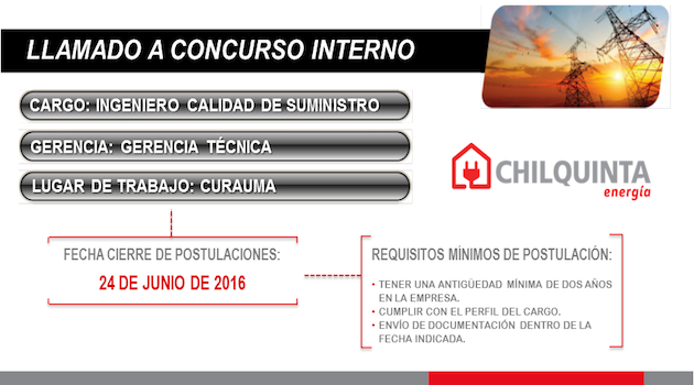 Concurso Interno: Ingeniero Calidad de Suministro 