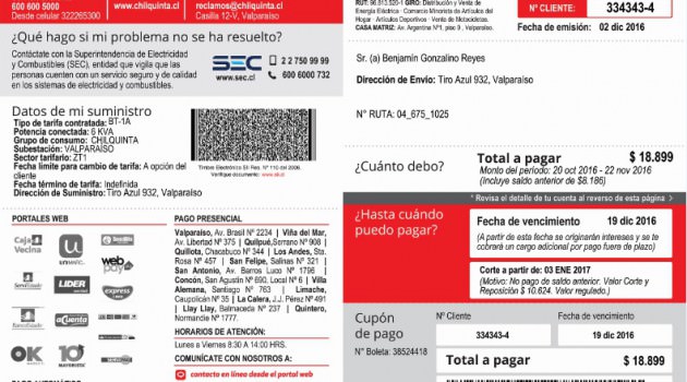 Chilquinta Energía estrenó nuevo diseño de boletas