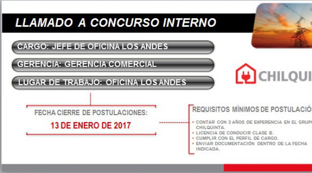 Concurso interno:  Jefe de Oficina Los Andes